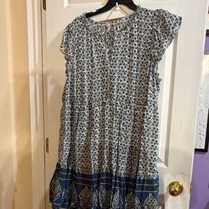 Belle Isle for Torrid Elegant Navy and White Patterned Mini Dress